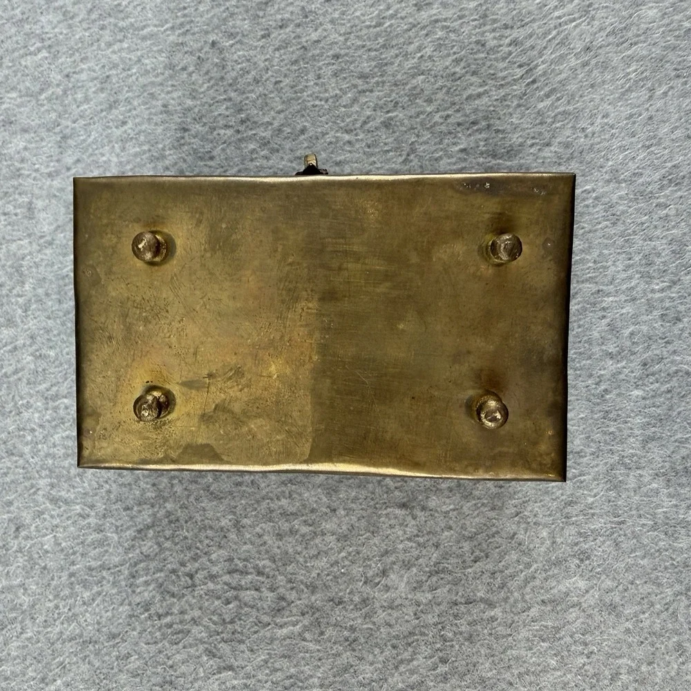 Vintage Handmade Brass Pierced Incense Box Paan Casket Hinged Decorative 5.5x3x3